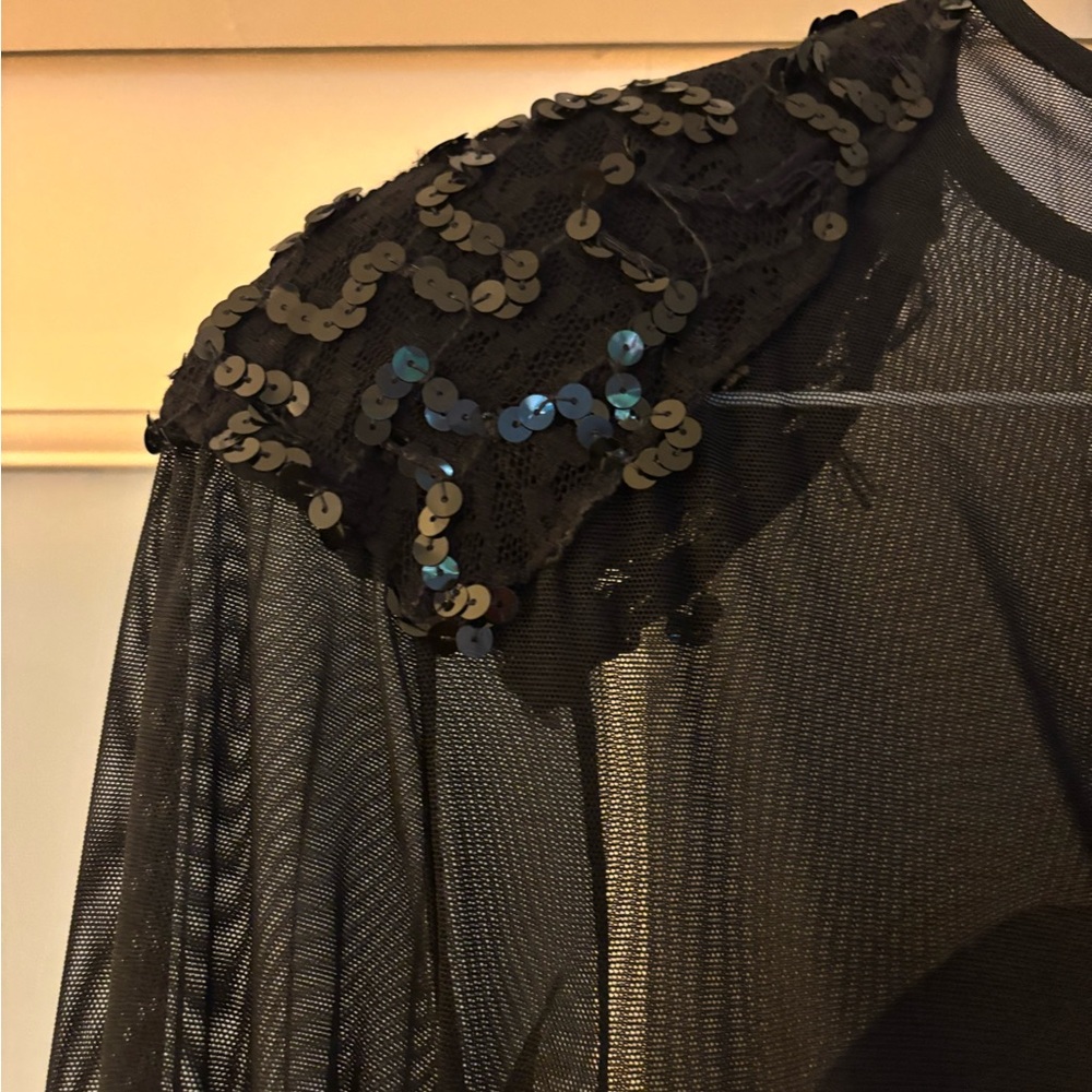 Adam Black Long Sleeve Dress with Sequin Detail - Picture 6 of 7